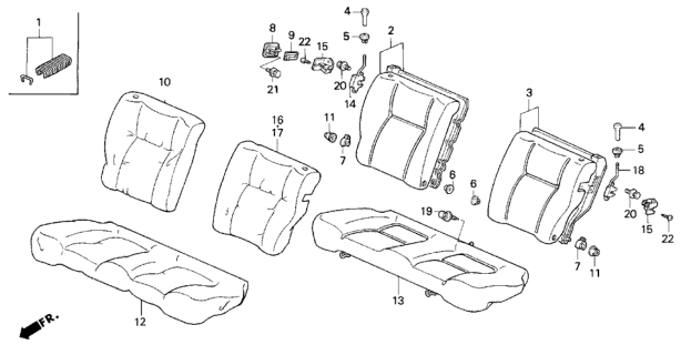 1994 Honda Civic 3 Door SI (ABS) KA 5MT Rear Seat Diagram