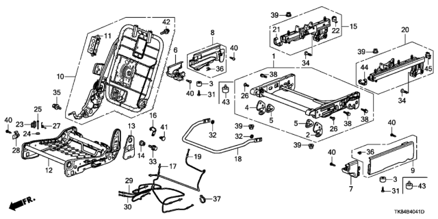 2011 Honda Odyssey Middle Seat Components (Passenger Side) Diagram