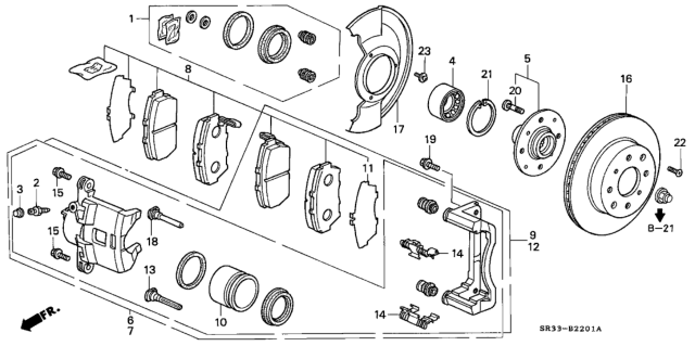 1994 Honda Civic 3 Door SI (ABS) KA 5MT Front Brake Diagram