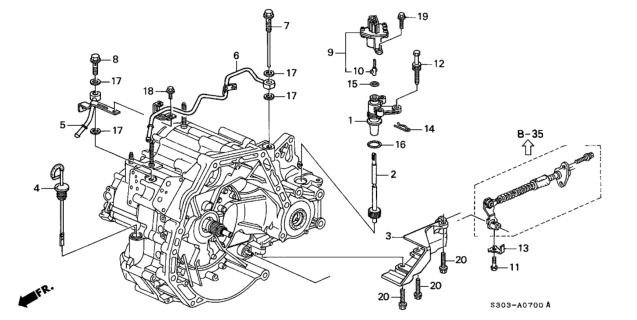 1998 Honda Prelude 2 Door BASE KA 4AT AT Oil Level Gauge Diagram