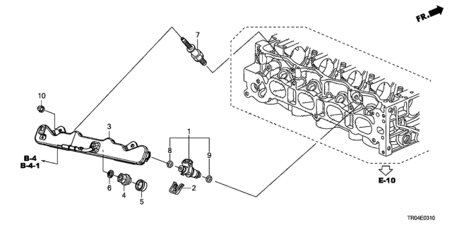 2012 Honda Civic Injector Assembly, Fuel Diagram for 16450-R2E-L01