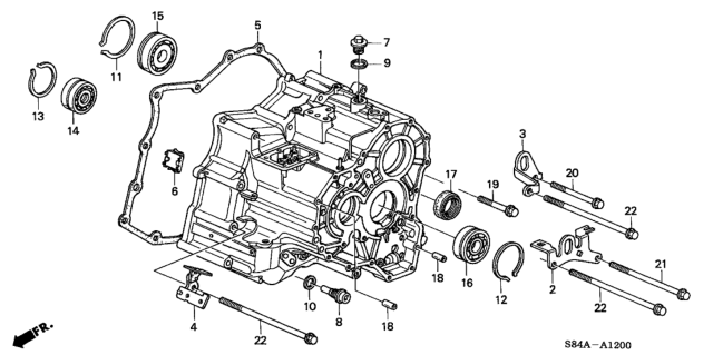 2002 Honda Accord 4 Door LX (V6) KA 4AT AT Transmission Housing (V6) Diagram