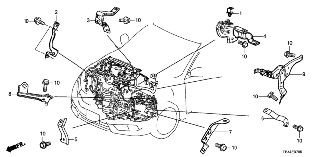 2017 Honda Civic Engine Wire Harness Stay (2.0L) Diagram