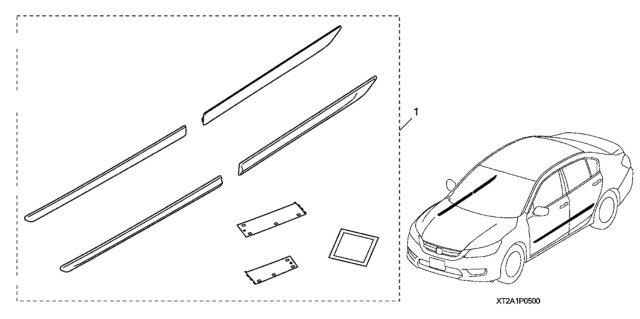 2017 Honda Accord 4 Door EX KA CVT Body Side Molding Diagram
