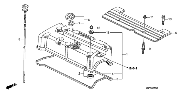 2010 Honda Civic Cylinder Head Cover (2.0L) Diagram