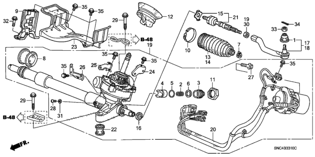 2009 Honda Civic End, Driver Side Tie Rod Diagram for 53560-SNA-A02