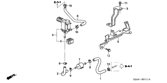 2006 Honda S2000 Stay, Purge Tube Diagram for 17729-S2A-930