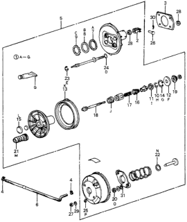 1983 Honda Accord Pin, Pedal Diagram for 46512-671-000