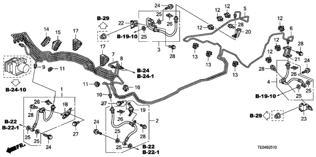 2010 Honda Accord Hose Set, Left Front Diagram for 01465-TA0-A01