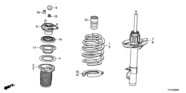 2019 Honda Pilot Front Shock Absorber Diagram