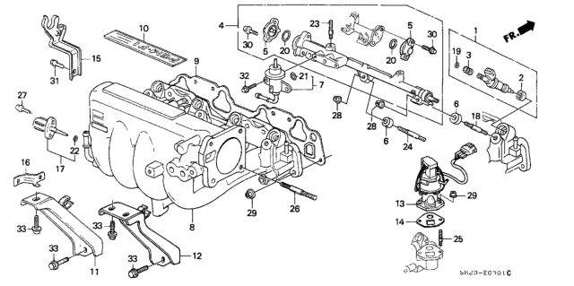 1989 Honda CRX Stay, In. Manifold Diagram for 17132-PM8-A00