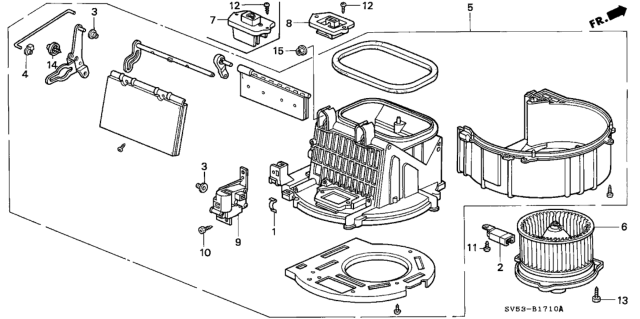 1997 Honda Accord Blower Sub-Assy. Diagram for 79305-SV1-A01