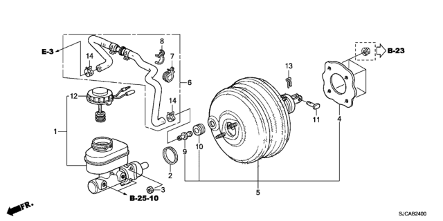 2014 Honda Ridgeline 4 Door RTS KA 5AT Brake Master Cylinder  - Master Power Diagram