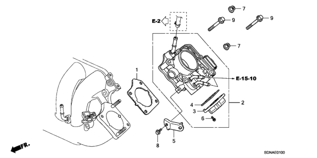 2007 Honda Accord Throttle Body (L4) Diagram