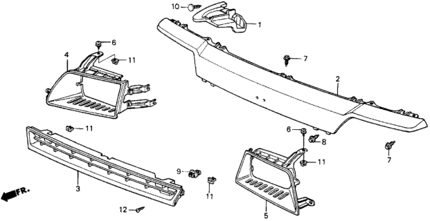 1987 Honda Civic 5 Door 4WD KA 5MT Front Grille Diagram