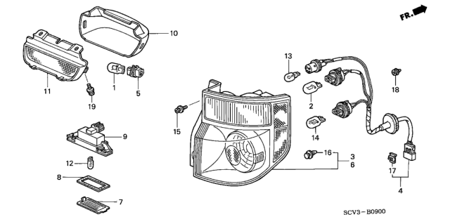 2003 Honda Element Taillight - License Light Diagram