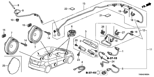 2013 Honda Fit Base, Antenna Diagram for 39152-TF0-E01