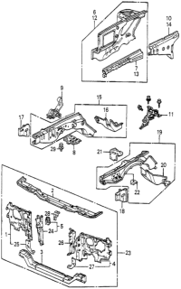 1984 Honda Accord Plate, R. FR. Side Frame Back Diagram for 60721-SA5-300ZZ