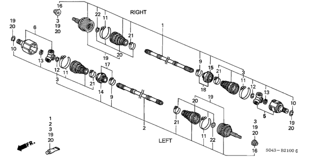 1996 Honda Civic Damper, Dynamic Diagram for 44351-S04-003