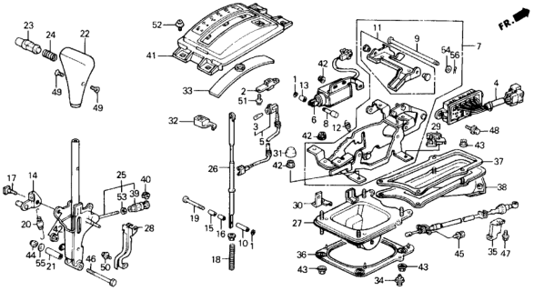 1990 Honda Civic 4 Door LX KA 4AT Select Lever Diagram
