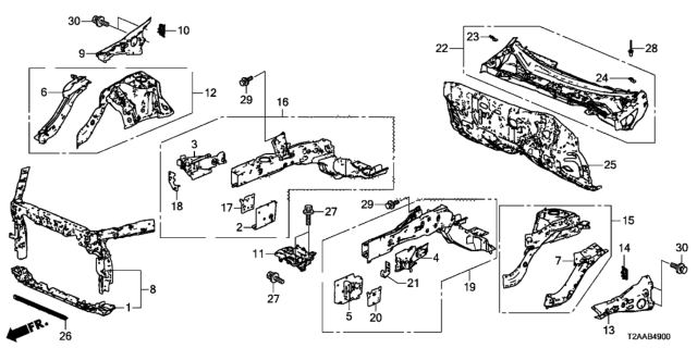 2017 Honda Accord Dashboard (Lower) Diagram for 61500-T2F-A60ZZ