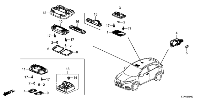 2020 Honda HR-V Switch Assembly (Platinum Gray) Diagram for 35830-T5A-H01ZA