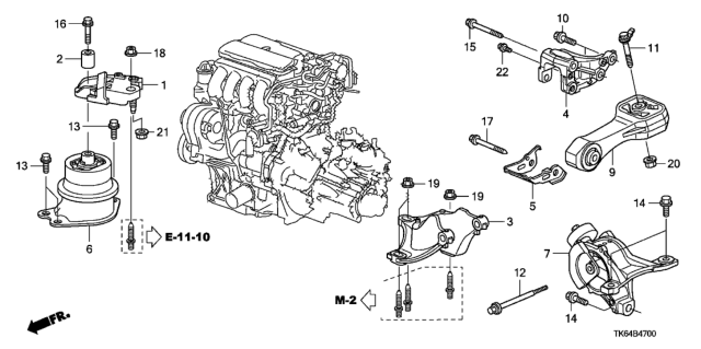 2009 Honda Fit Bracket, Engine Side Mounting Diagram for 50620-TF0-912