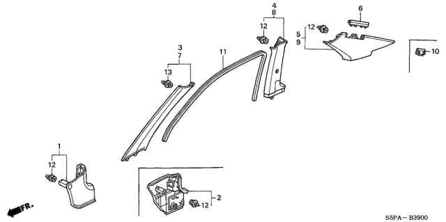 2005 Honda Civic Lining Assy., R. Cowl Side *YR239L* (KI IVORY) Diagram for 83111-S5A-A10ZD