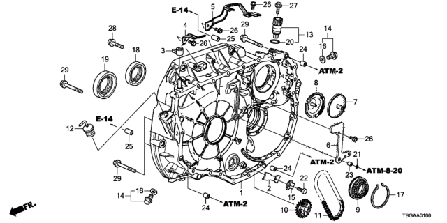 2020 Honda Civic AT Torque Converter Case Diagram