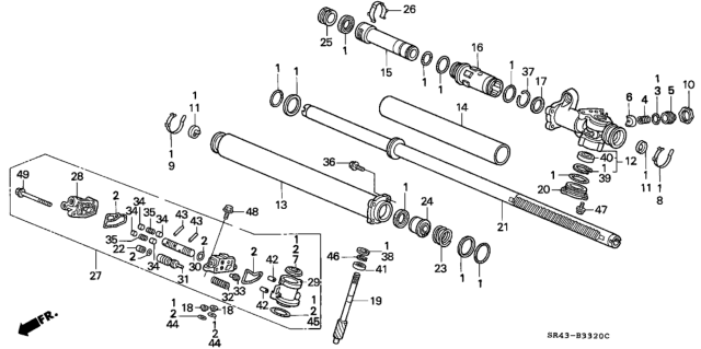 1992 Honda Civic Washer, Tie Rod Lock Diagram for 53536-SR3-000