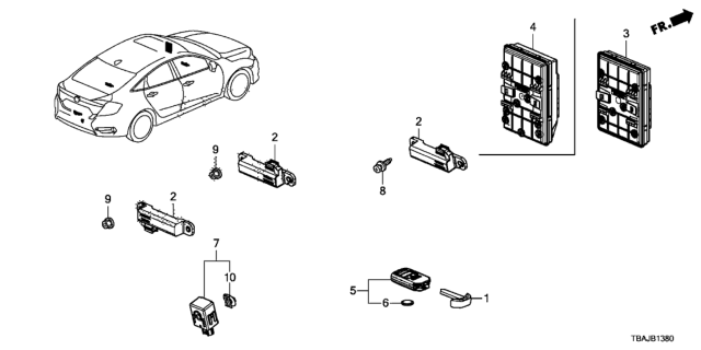 2018 Honda Civic Unit Assembly, Bcm Diagram for 38809-TBD-A31