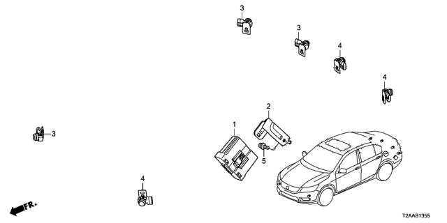 2017 Honda Accord Sensor Assembly, Parking (Basque Red Pearl Ii) Diagram for 39680-T0A-R02ZD