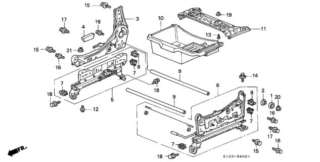 1999 Honda CR-V Adjuster, R. Slide (Inner) Diagram for 81270-S10-A03