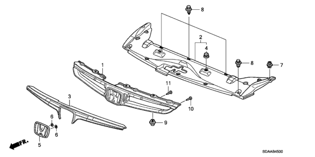 2007 Honda Accord Front Grille Diagram