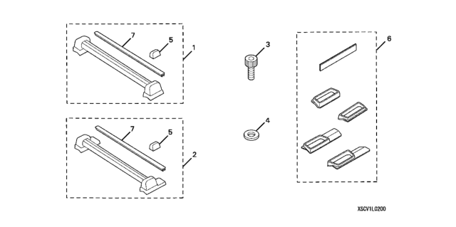 2004 Honda Element 5 Door LX (2WD) KA 4AT Roof Rack Diagram