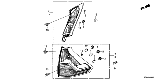 2016 Honda CR-V Light Assy,R Tail Diagram for 33500-T1W-A01