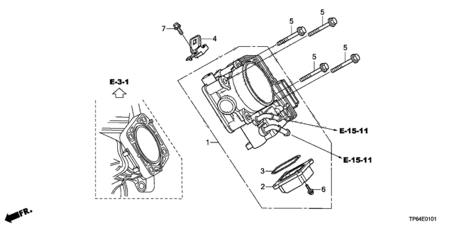 2013 Honda Crosstour 5 Door EXL (4 CYLINDER) KA 5AT Throttle Body (L4) Diagram