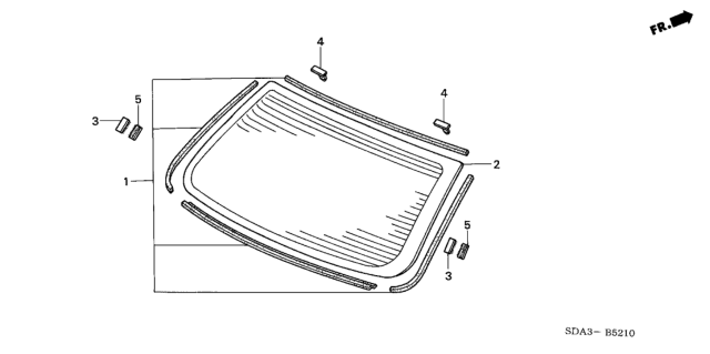 2004 Honda Accord Rubber Set, RR. Windshield Dam Diagram for 04733-SDC-000