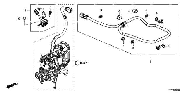 2019 Honda Clarity Electric A/C Compressor High Voltage Cable Diagram