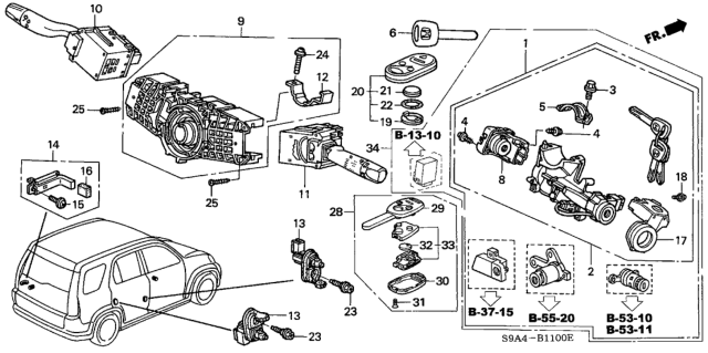 2002 Honda CR-V Combination Switch Diagram