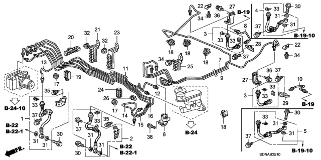 2007 Honda Accord Brake Lines (ABS) Diagram