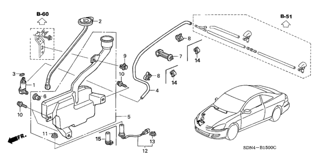 2003 Honda Accord 2 Door EX (V6) KL 5AT Windshield Washer Diagram