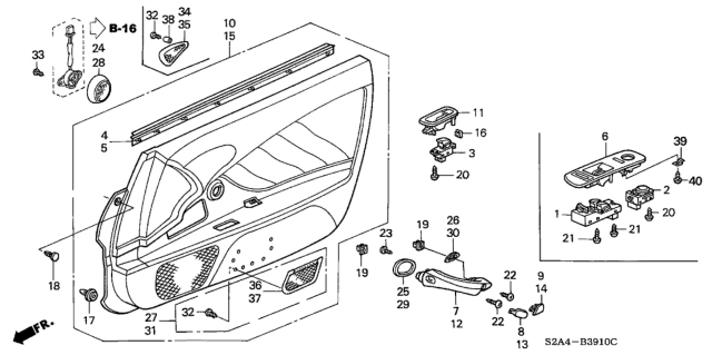 2001 Honda S2000 Lining, L. FR. Door *R145L* (LEA) (NEW PURE RED) Diagram for 83580-S2A-A11ZB