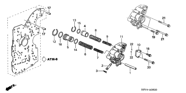 2004 Honda Pilot 5 Door EXL (RES) KA 5AT AT Accumulator Body Diagram