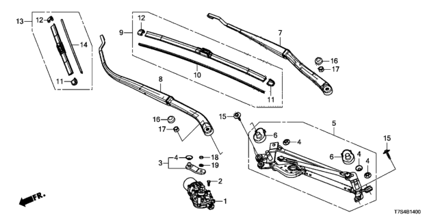 2017 Honda HR-V Front Windshield Wiper Diagram