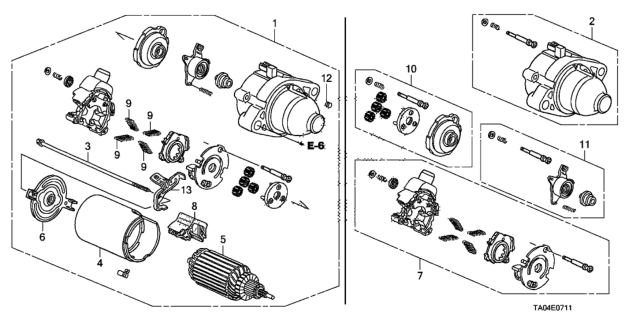 2011 Honda Accord Starter Motor (Mitsuba) (L4) Diagram