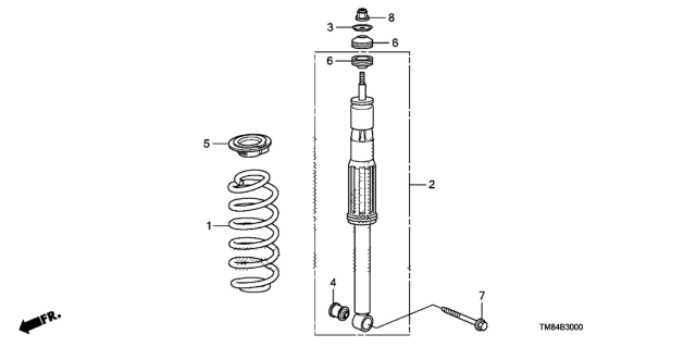 2010 Honda Insight Spring, Rear Diagram for 52441-TM8-A03