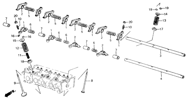 1989 Honda Accord 2 Door SEI KA 5MT Valve - Rocker Arm Diagram