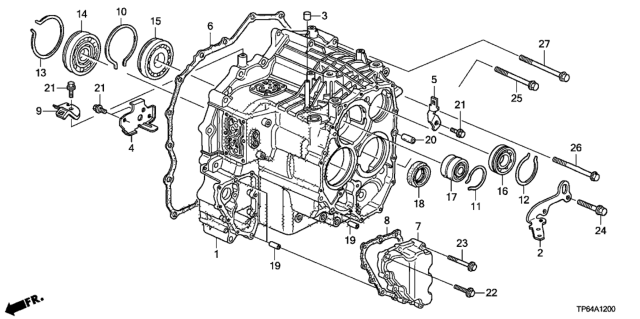 2013 Honda Crosstour 5 Door EXL (4 CYLINDER) KA 5AT AT Transmission Case (L4) Diagram