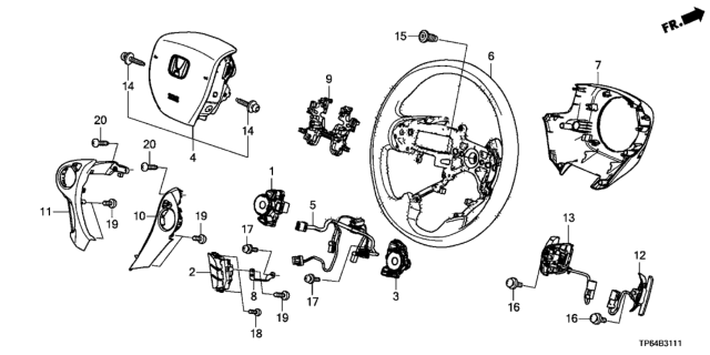 2015 Honda Crosstour Steering Wheel (SRS) Diagram